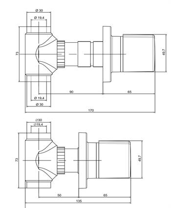 Yak Ara Kesme Valfi Stop Valf Aç Kapa Krom, 102111524