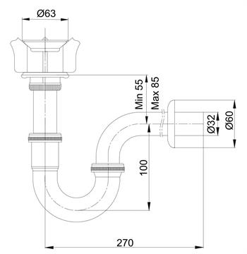 Yak U Borulu Lavabo Sifonu Krom, 102119057