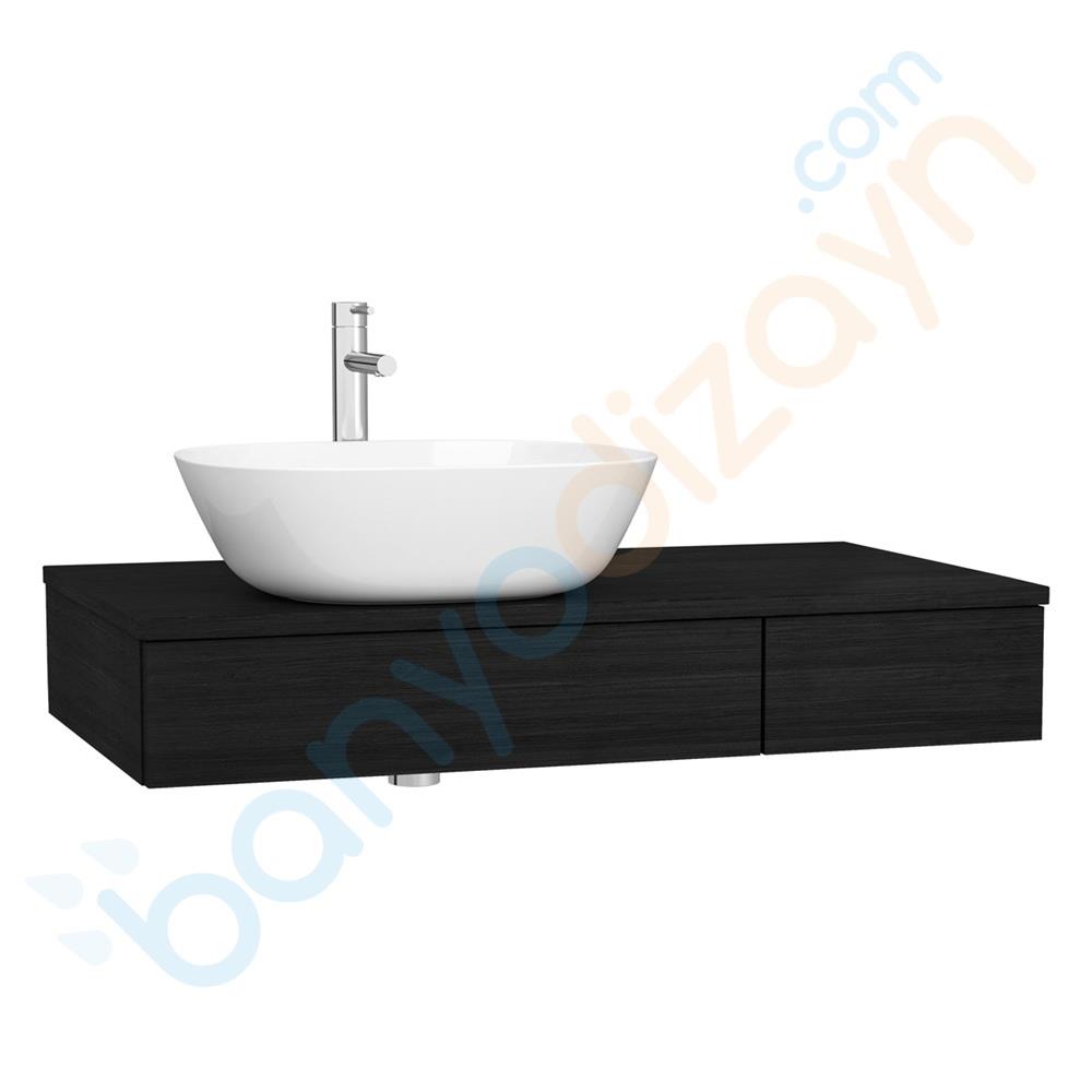  Vitra Origin Çekmeceli Tezgah, 90 cm, Hareli Siyah Meşe   65673VitrA65673Lavabo Dolabı