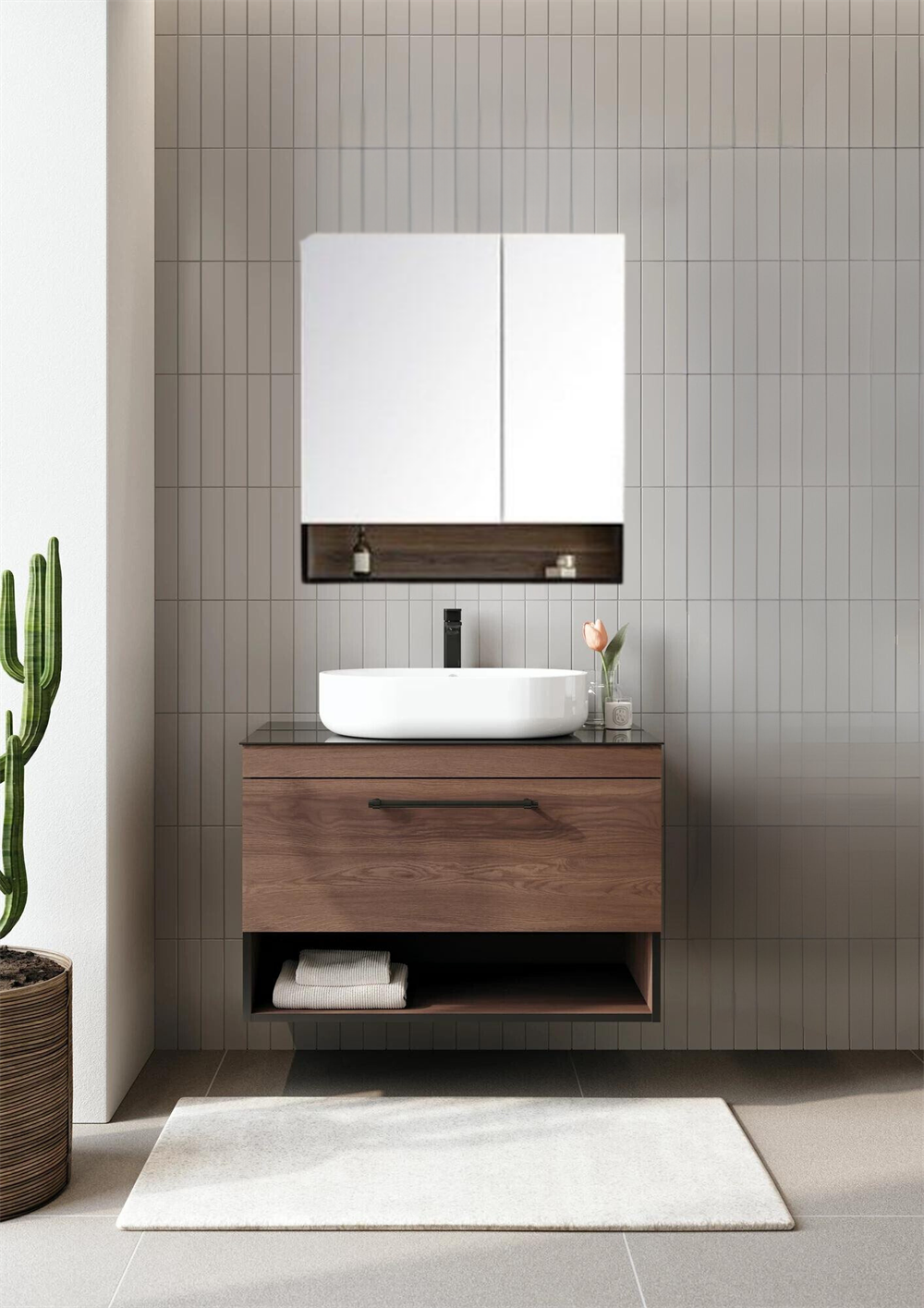 Orka Knidos 90 cm Navaro Banyo Dolabı Takımı