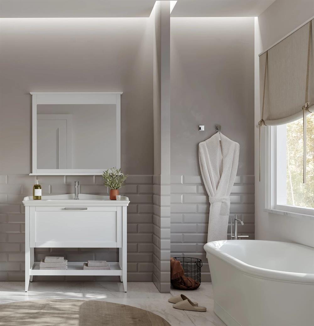 Orka Bastle 80 cm Mat Beyaz Banyo Dolabı Takımı