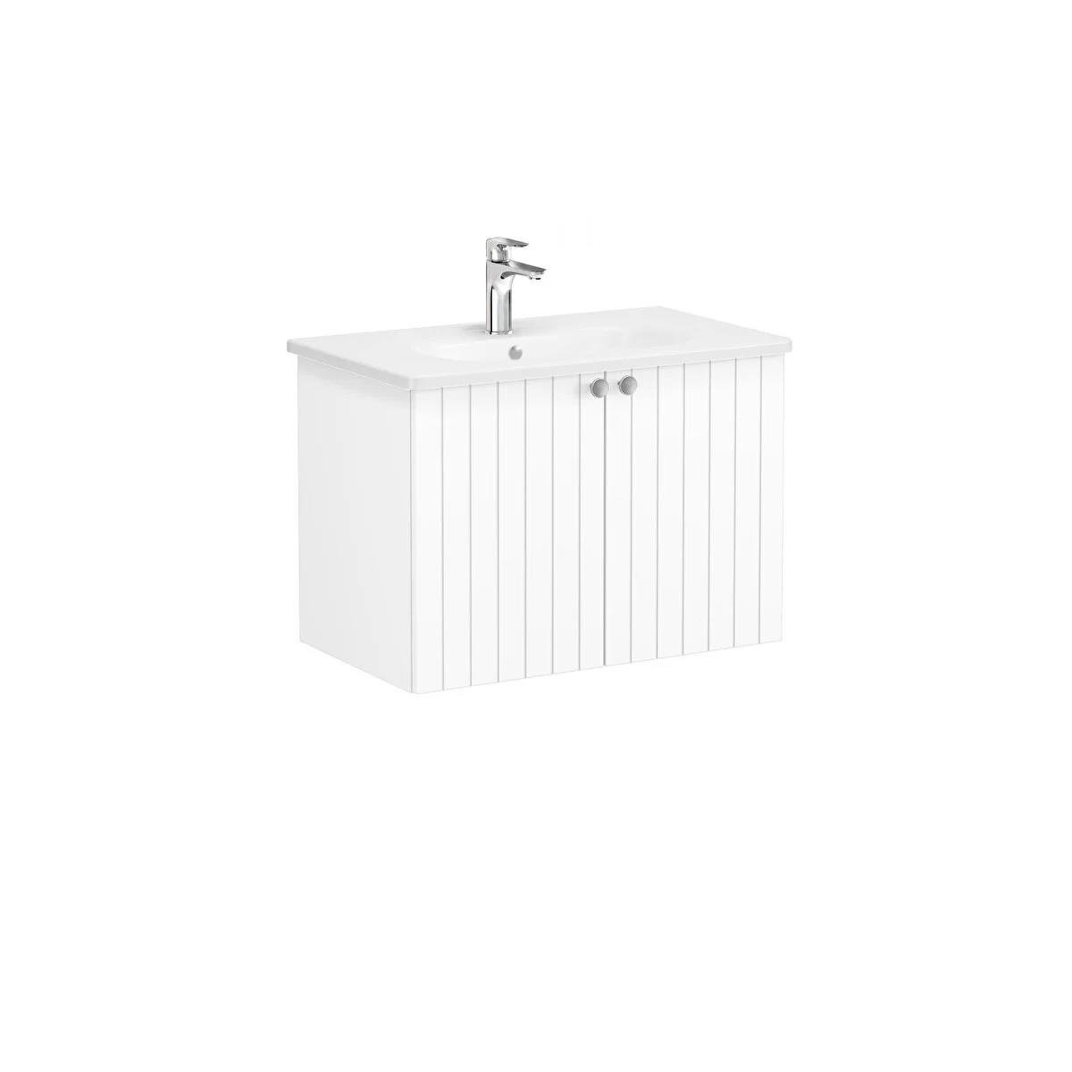 Vitra Root Groove Kapaklı Lavabo Dolabı 80 Cm Mat Beyaz (Yuvarlak Lavabo Dahil) 69289