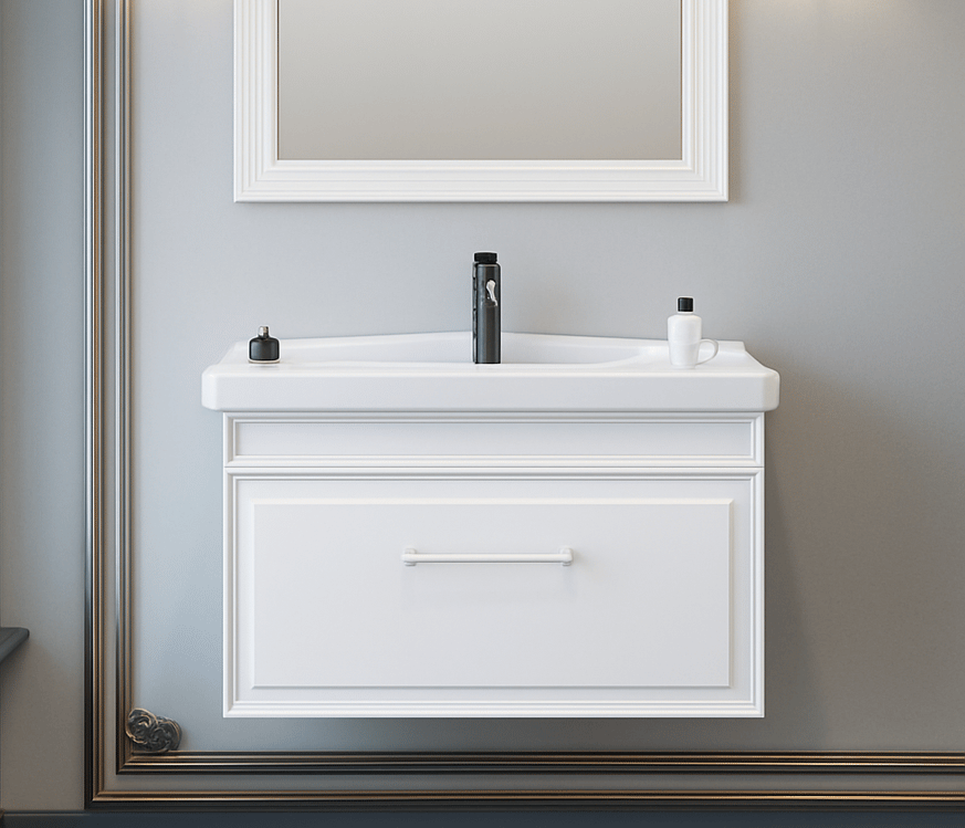 Orka Design 85 cm Beyaz Banyo Dolabı Alt Modül ve Lavabo