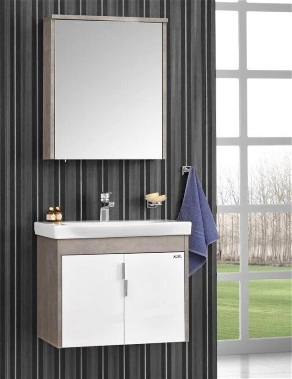Orka Luna 65 cm Gri Banyo Dolabı Takımı