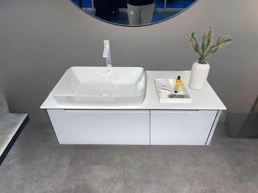 Orka Biella 120 cm Mat Beyaz Banyo Dolabı Alt Modül ve Lavabo