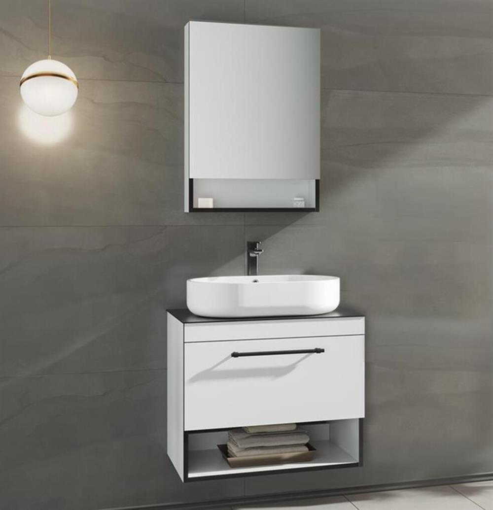 Orka Knidos 90 cm Beyaz Banyo Dolabı Takımı