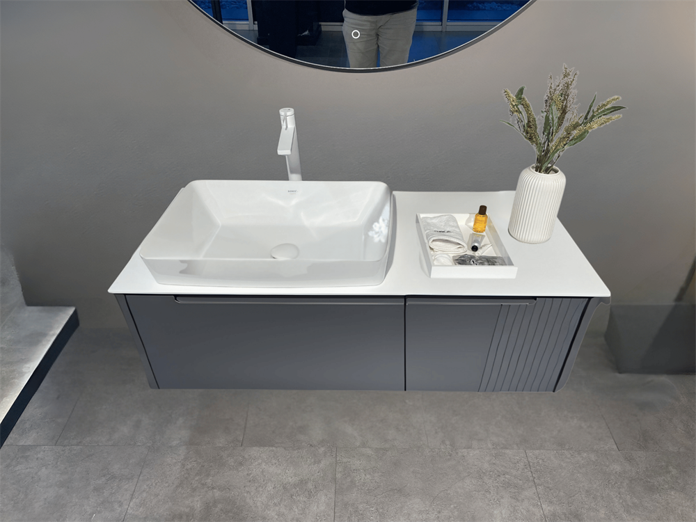 Orka Biella 120 cm Mat Antrasit Banyo Dolabı Alt Modül ve Lavabo