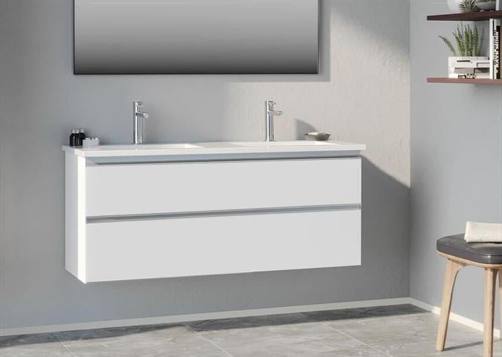 Orka Terme 120 cm Beyaz Çekmeceli Banyo Dolabı Alt Modül ve Lavabo
