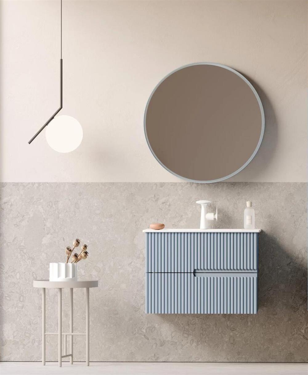Orka Moonlight 70 cm Mat Mavi Banyo Dolabı Takımı