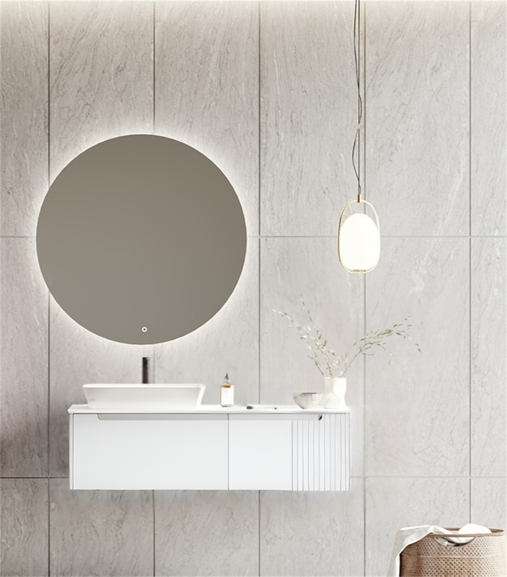 Orka Biella 120 cm Beyaz Ledli Banyo Dolabı Takımı