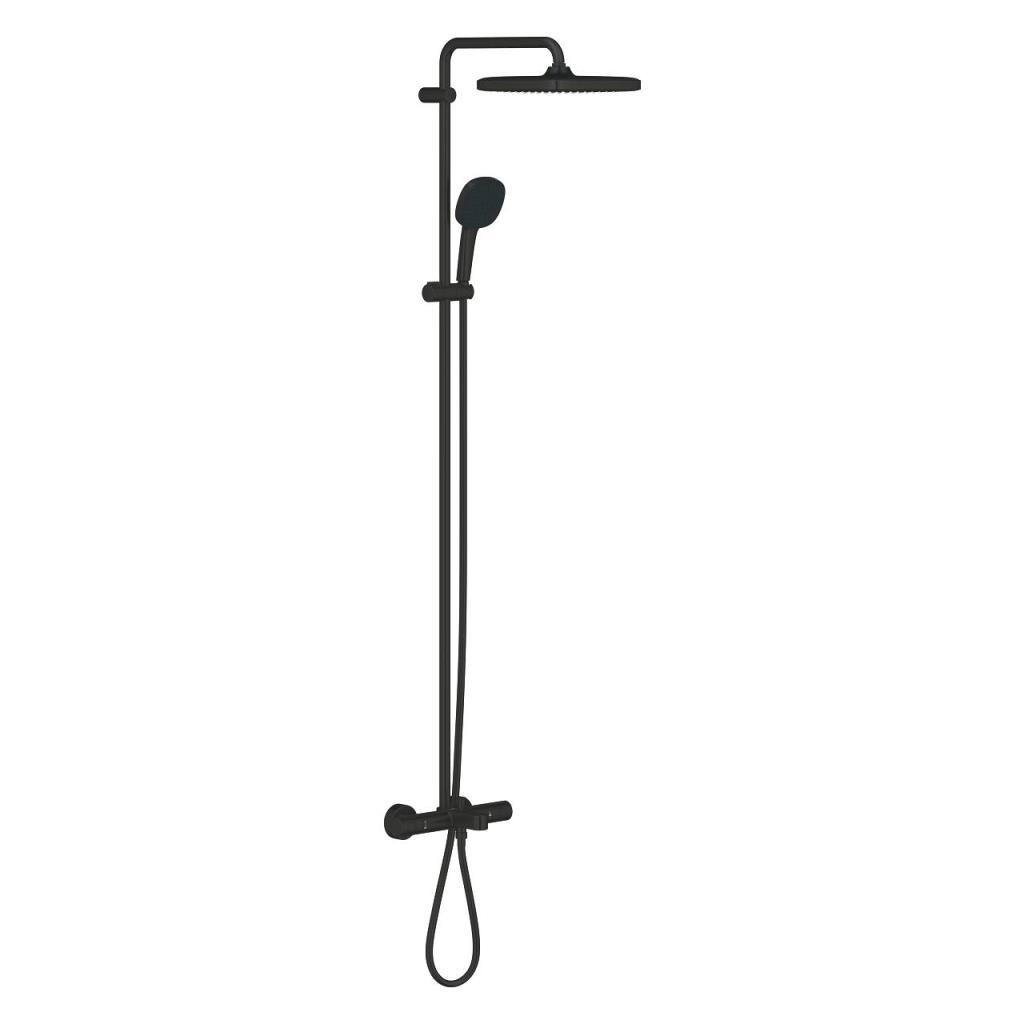 Grohe Tempesta System 250 Cube Duvara Monte Termostatik Banyo Bataryalı Duş Kolonu, Mat Siyah, 266912431