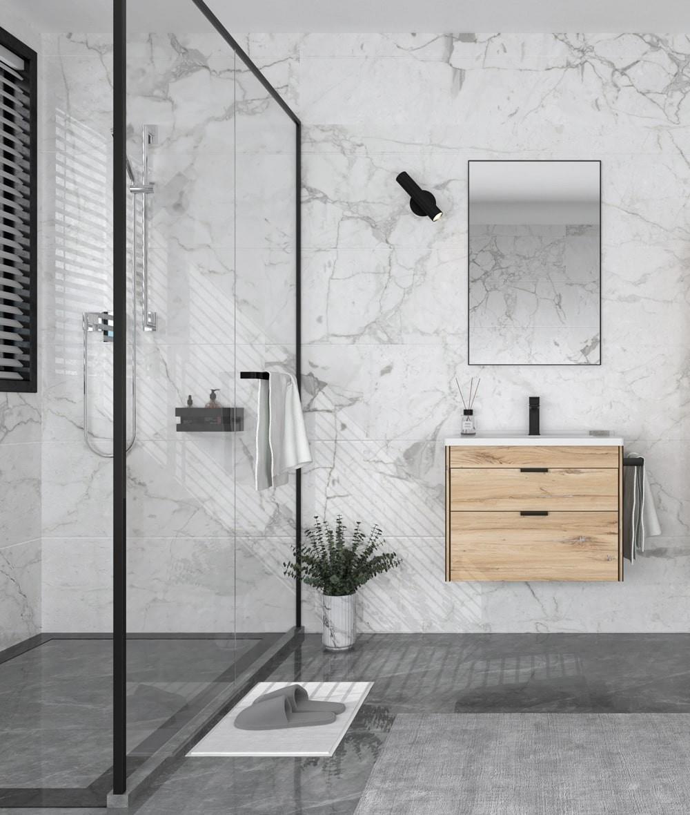 Orka Trio 100 cm Senza Çekmeceli Havluluklu Banyo Dolabı Takımı