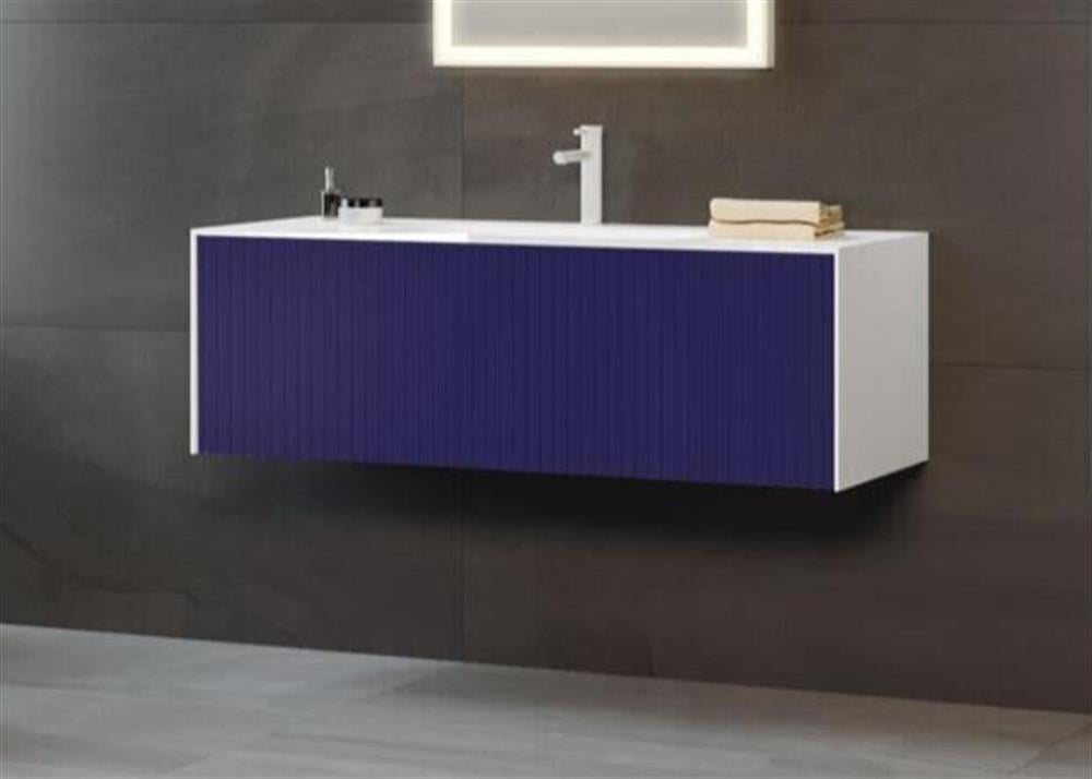 Orka Cube 120 cm Lacivert Banyo Dolabı Alt Modül ve Lavabo