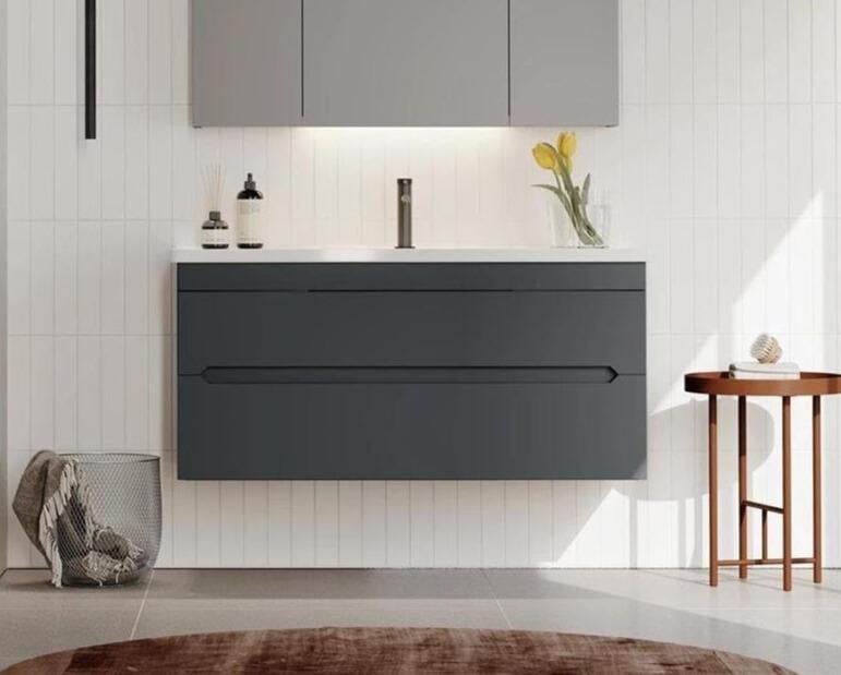 Orka Varna 100 cm Antrasit Banyo Dolabı Alt Modül ve Lavabo