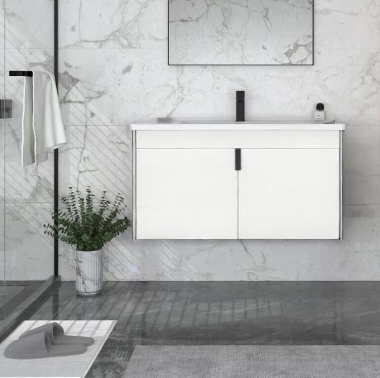 Orka Trio 100 cm Beyaz Kapaklı Banyo Dolabı Alt Modül ve Lavabo