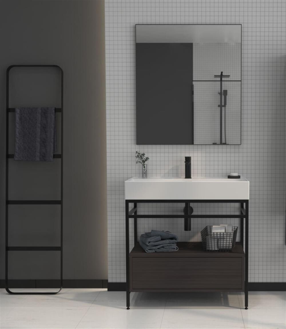 Orka Vegas 80 cm Antrasit Banyo Dolabı Takımı