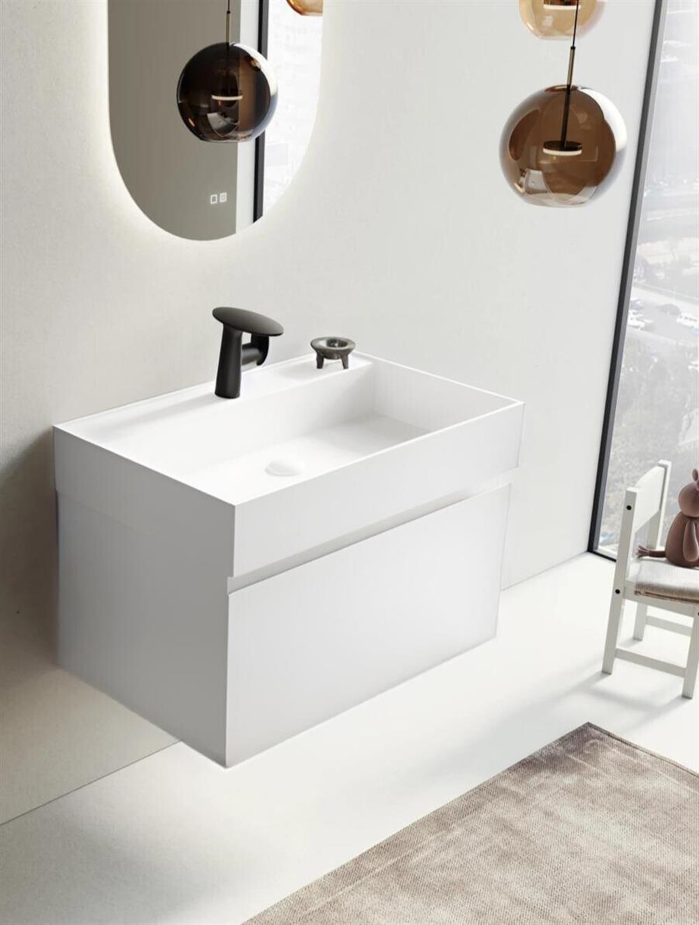Orka Lusso 80 cm Beyaz Banyo Dolabı Alt Modül ve Lavabo