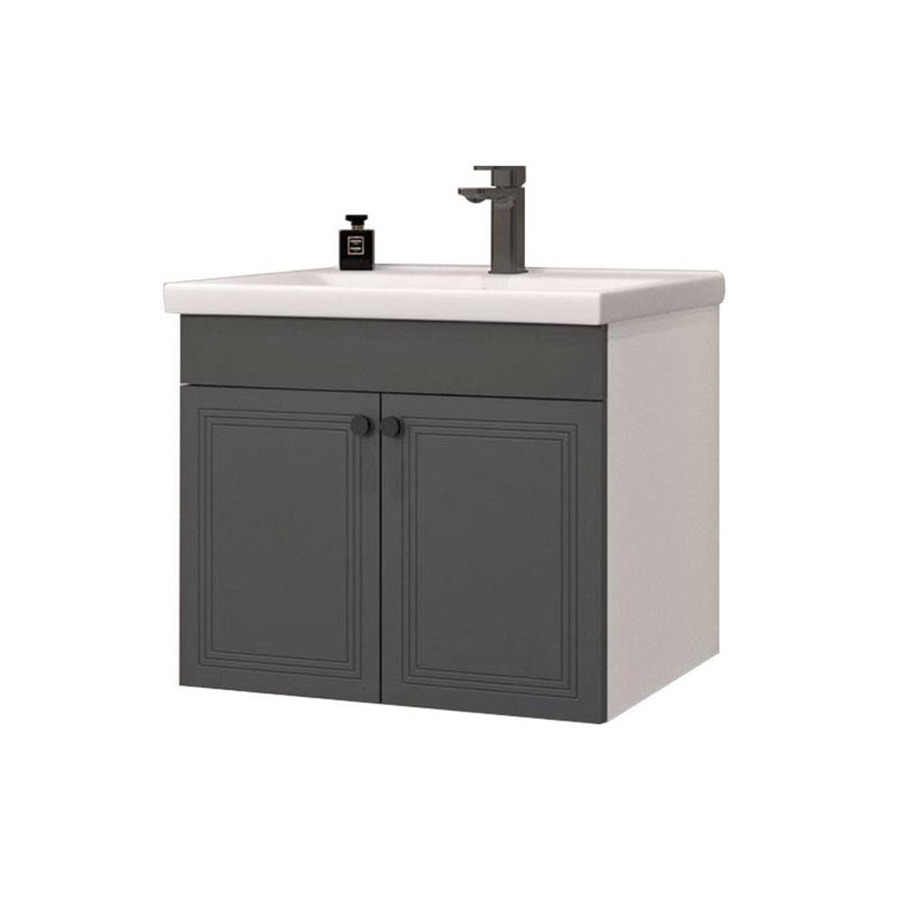 Orka Rio 80 cm Antrasit Lake Banyo Dolabı Alt Modül ve Lavabo