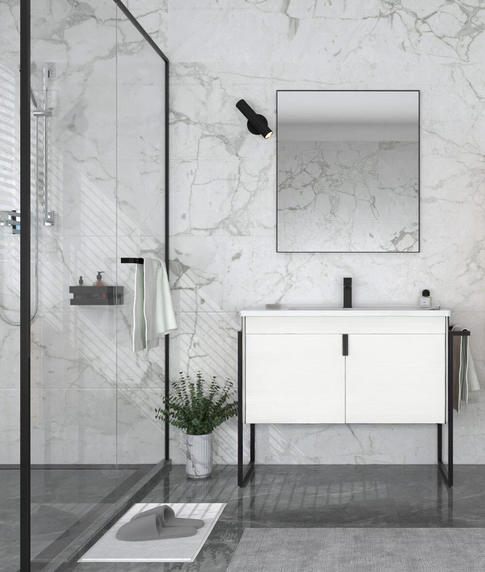 Orka Trio 80 cm Kapaklı Beyaz Havluluklu Banyo Dolabı Takımı