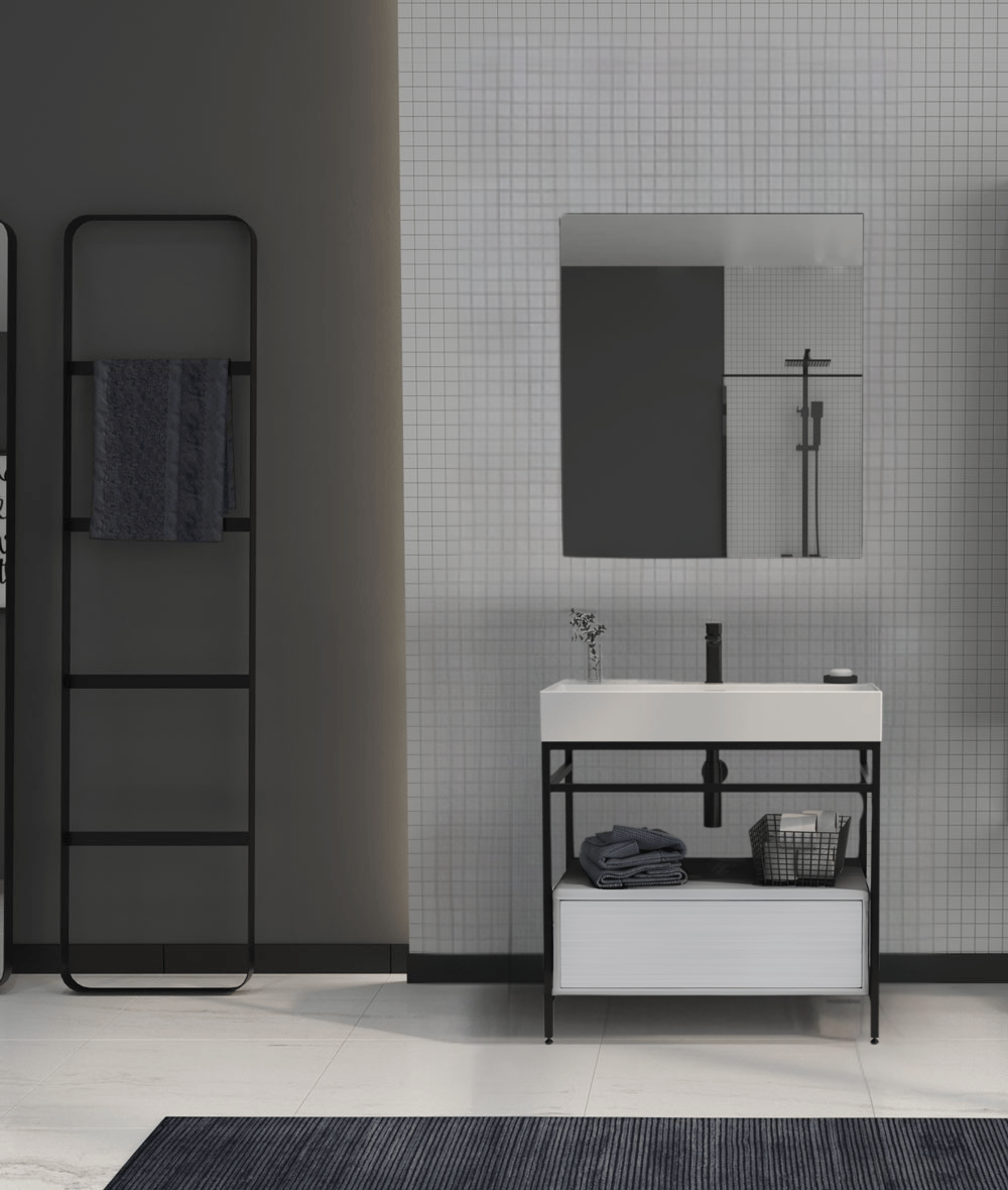 Orka Vegas 60 cm Mat Beyaz Banyo Dolabı Takımı