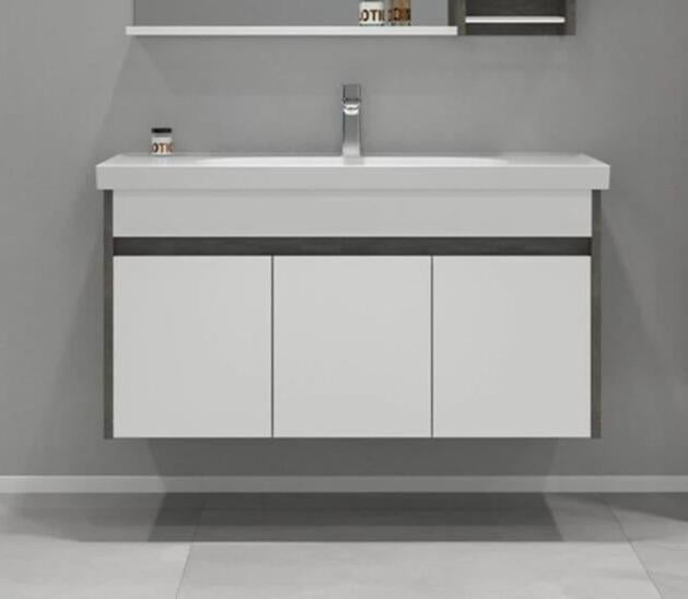 Orka Aydos 100 cm Retro Gümüş/Beyaz Banyo Dolabı Alt Modül + Lavabo