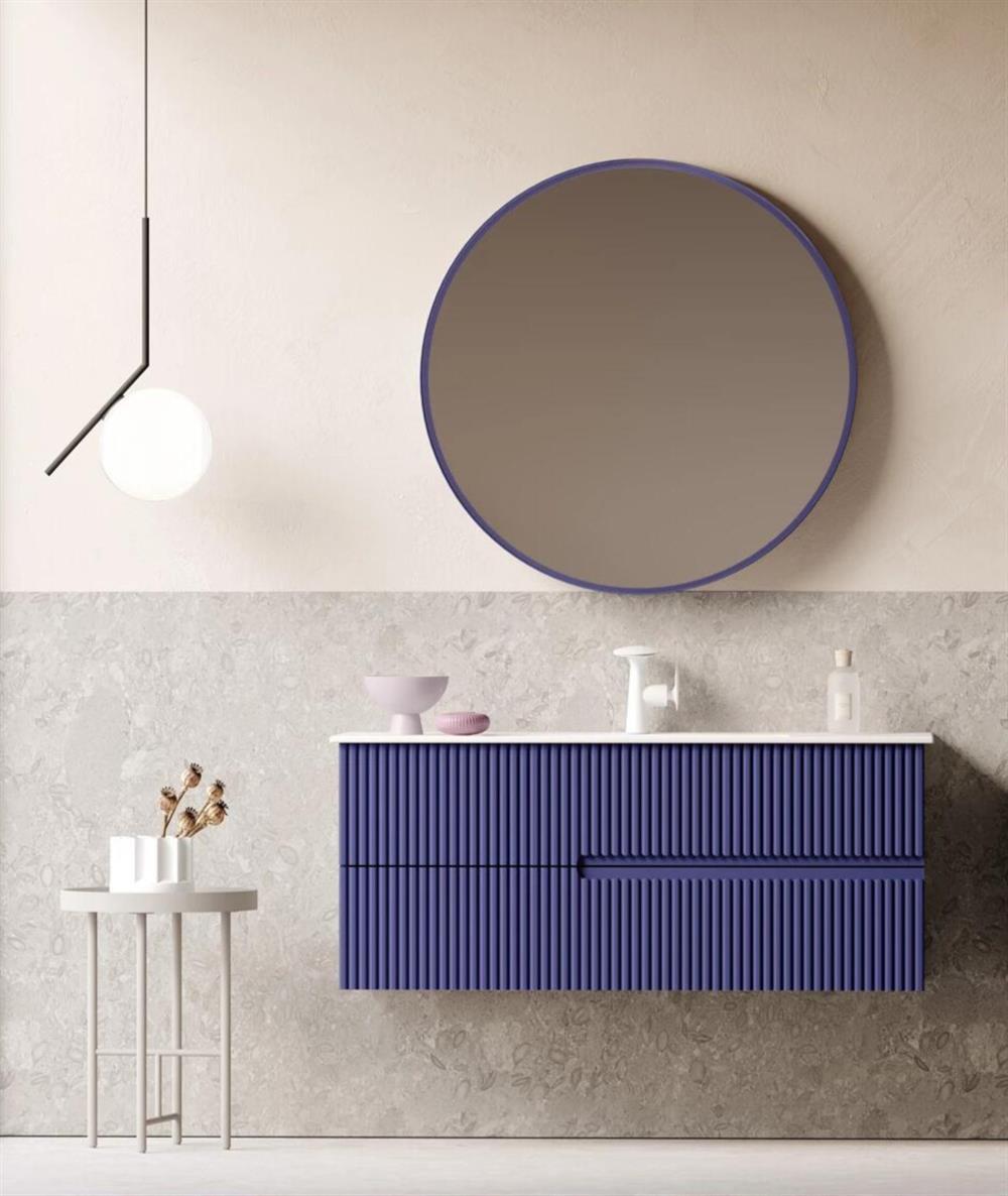 Orka Moonlight 120 cm Mat Lacivert Banyo Dolabı Takımı