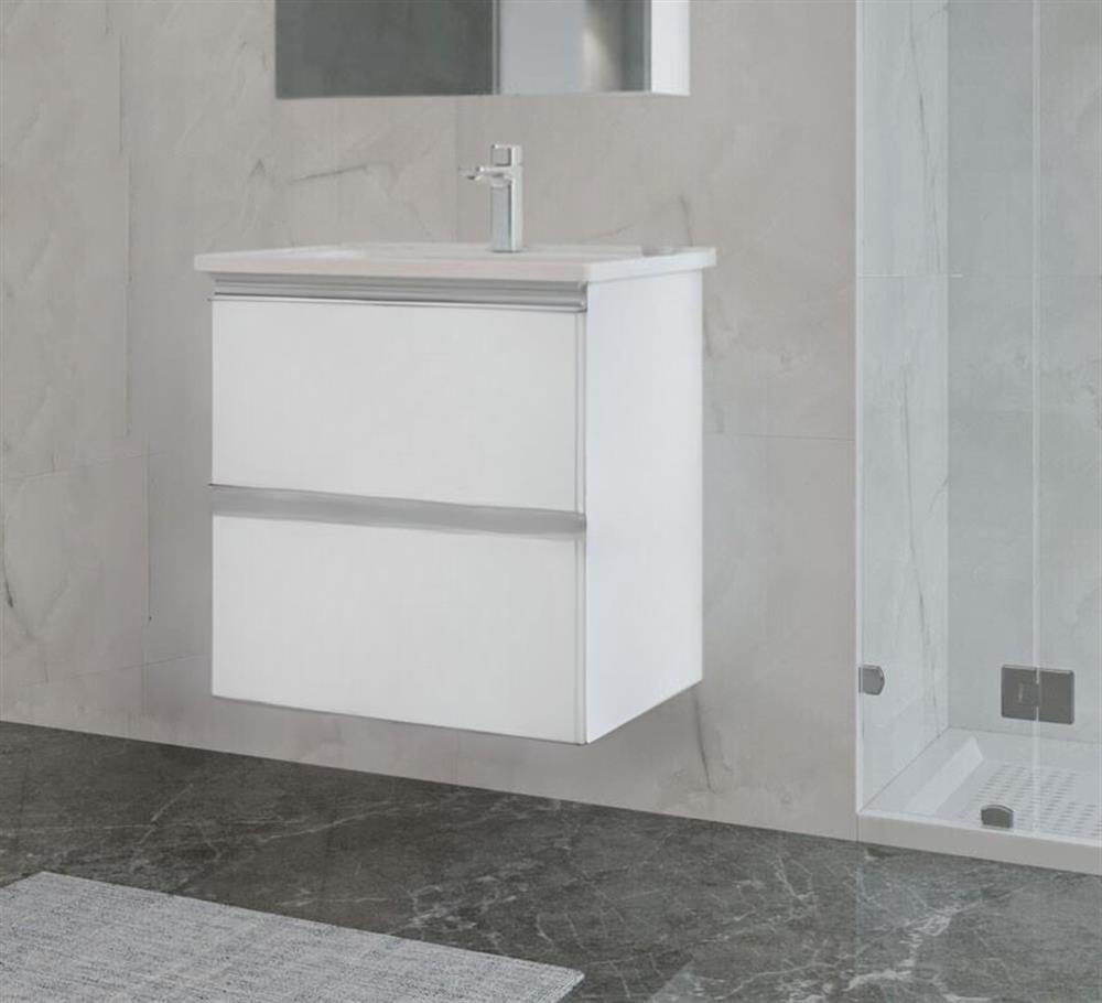 Orka Terme 80 cm Beyaz Çekmeceli Banyo Dolabı Alt Modül ve Lavabo