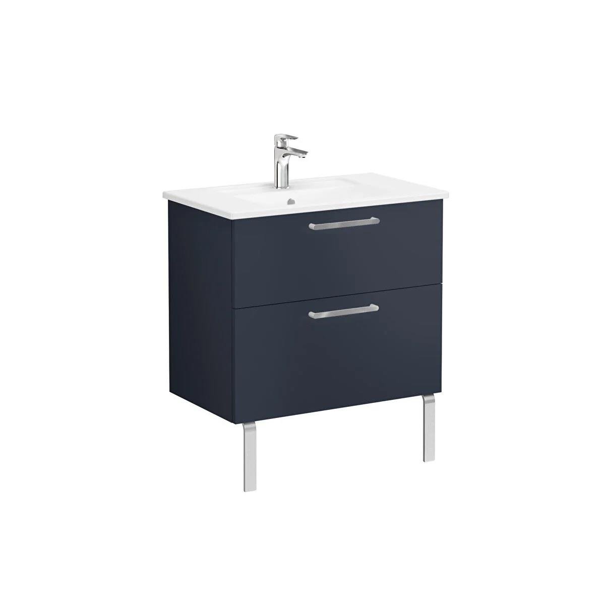 Vitra Root Flat İki Çekmeceli Lavabo Dolabı 80 Cm Mat Lacivert (Köşeli Lavabo Dahil) 68287