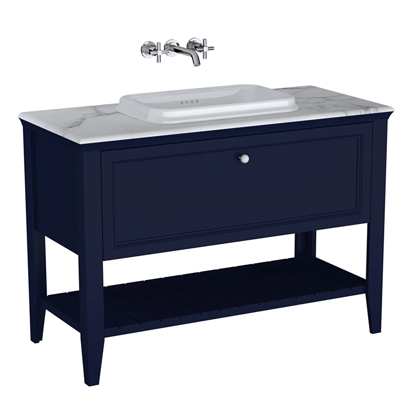 Vitra Valarte Tezgah Üstü Lavabo Dolabı Neo Tek Çekmeceli, 120 Cm, Çelik Mavisi (Mermer Tezgah Ve Lavabo Dahil) 65783