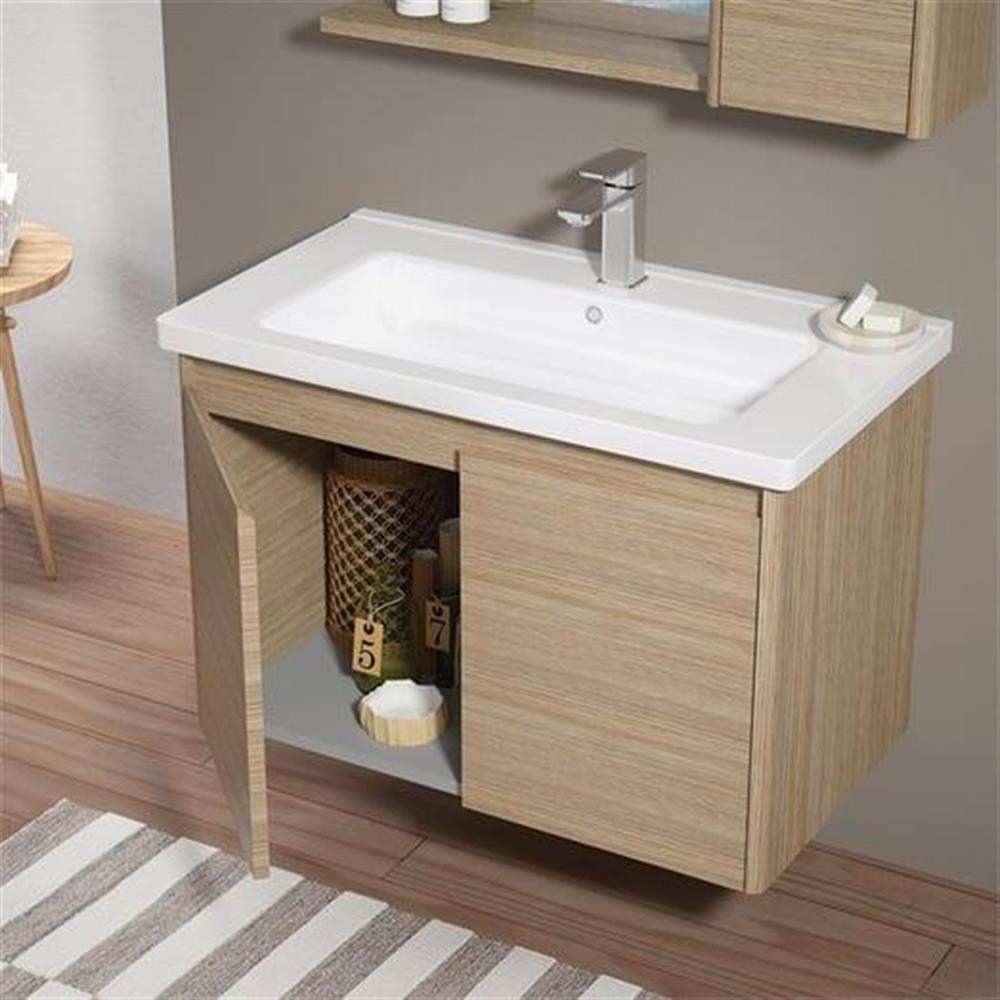 Orka Duden 65 cm Meşe Banyo Dolabı Alt Modül ve Lavabo