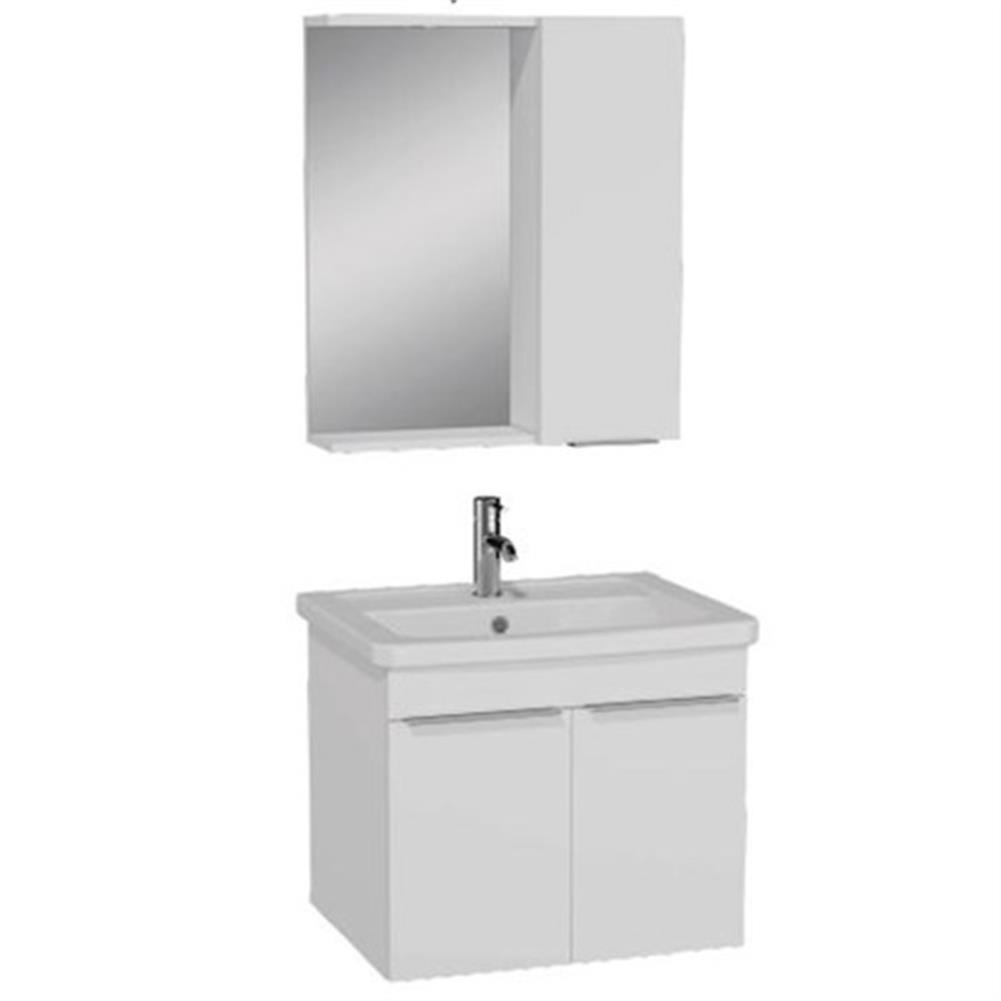 Vitra Quadrum Demonte Set, 65 Cm, Kapaklı, (Lavabo Dolabı, Yandan Dolaplı Ayna), Parlak Beyaz 65519