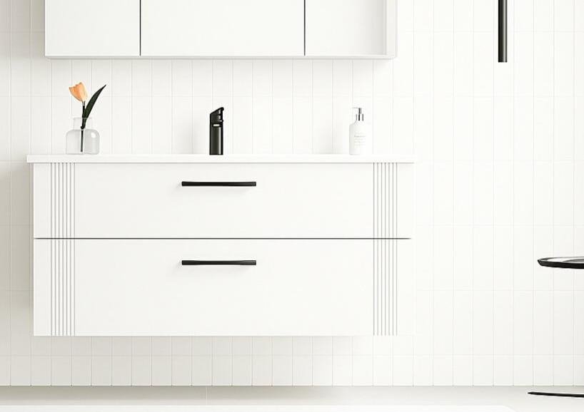 Orka Bari 100 cm Mat Beyaz Banyo Dolabı Alt Modül ve Lavabo