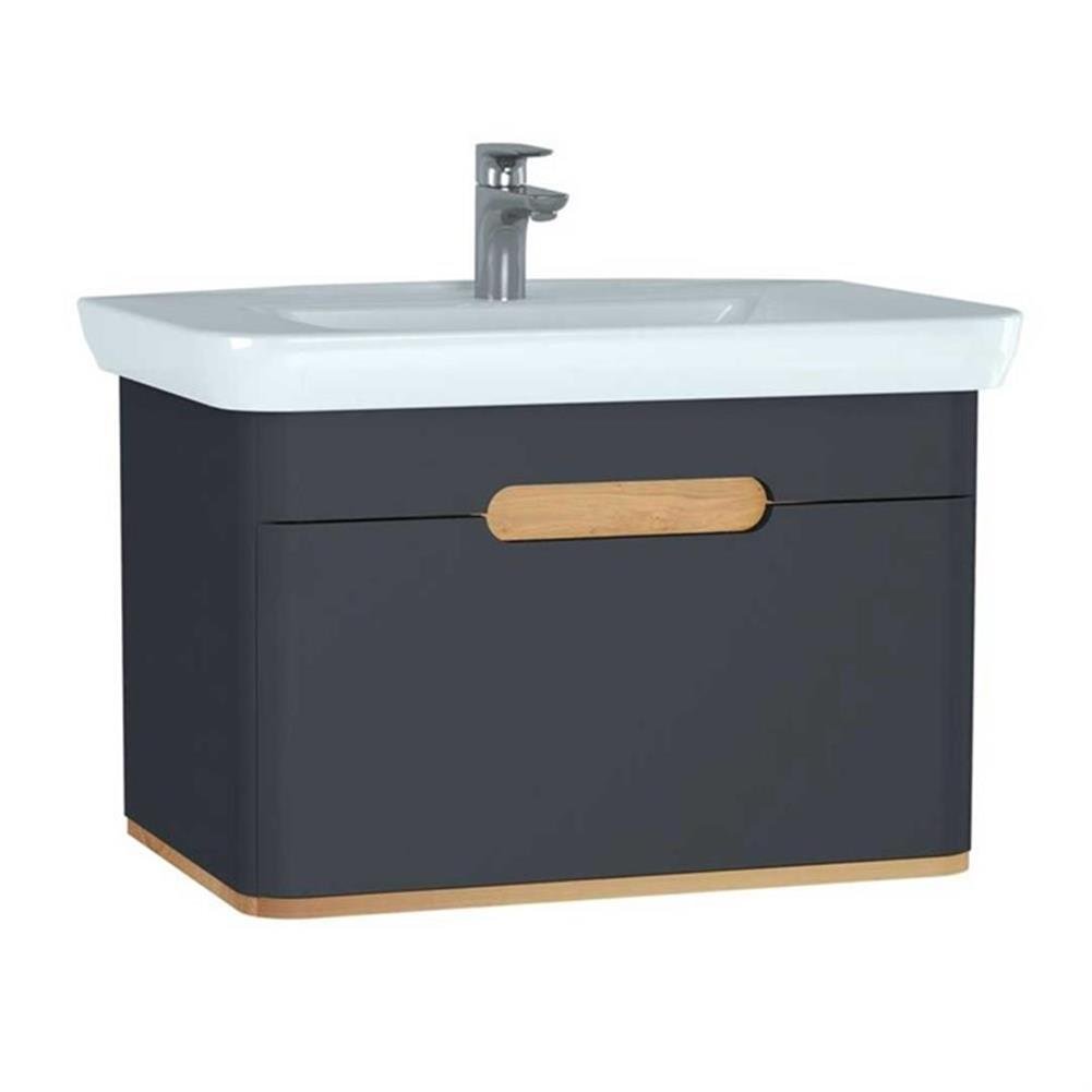 Vitra Sento Tek Çekmeceli Lavabo Dolabı, Ayaksız, 80 Cm, Mat Antrasit 60819