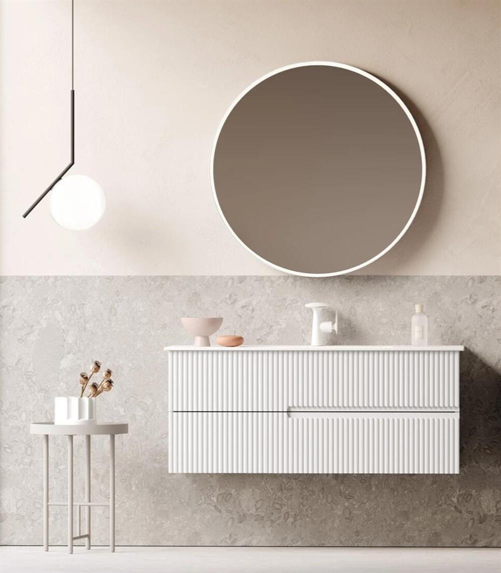 Orka Moonlight 120 cm Mat Beyaz Banyo Dolabı Takımı