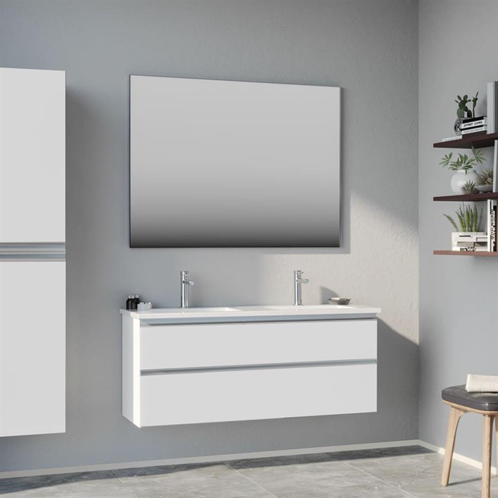 Orka Terme 120 cm Beyaz Çekmeceli Banyo Dolabı Takımı
