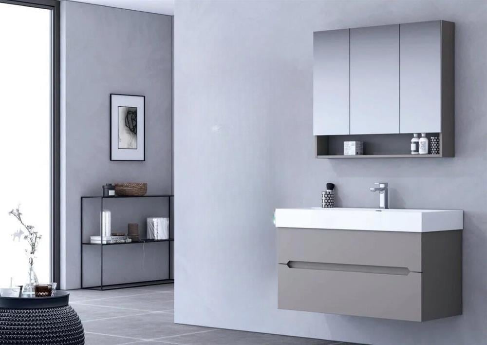 Orka Malta 100 cm Mat Gri Banyo Dolabı Takımı