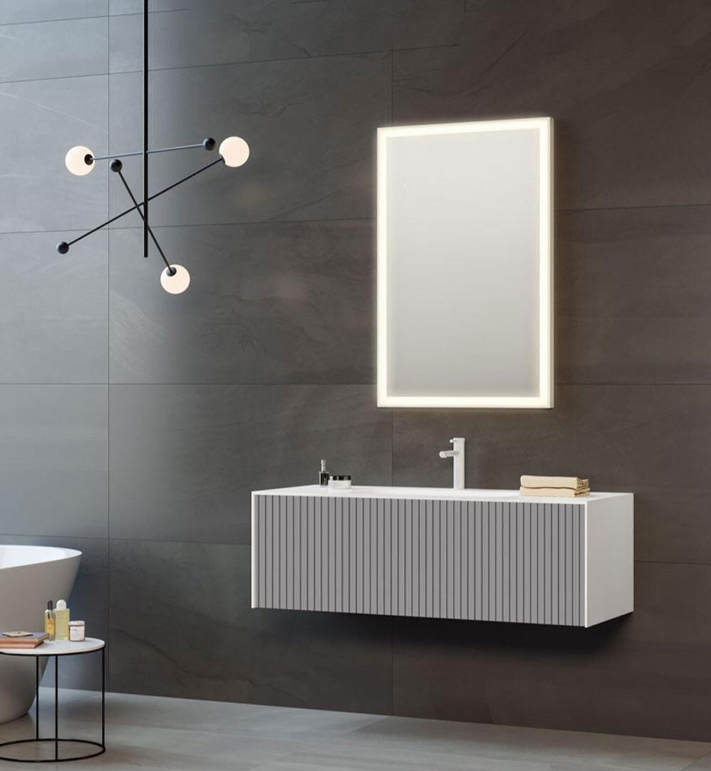 Orka Cube 120 cm Mat Gri Banyo Dolabı Takımı