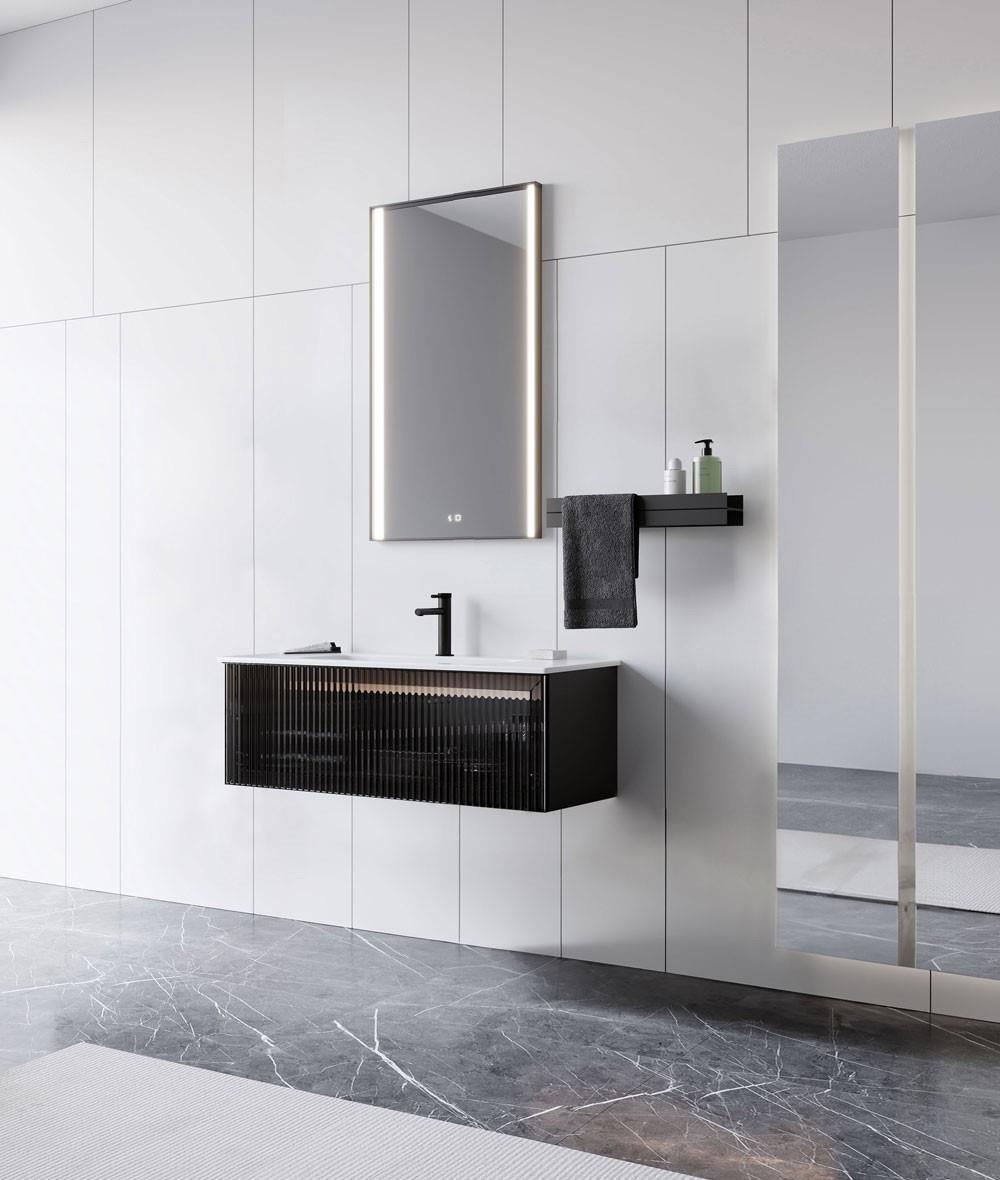 Orka Urban 100 cm Gri Füme Banyo Dolabı Alt Modül ve Lavabo