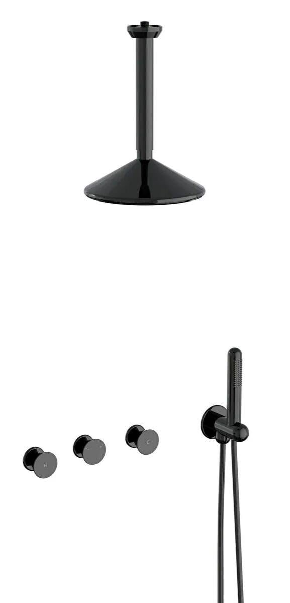 Vitra Duş Seti, Liquid, Ankastre (Sıva Üstü Grubu) Parlak Siyah, A4277739