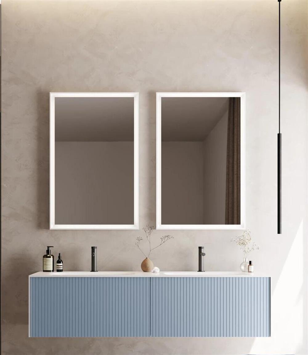 Orka Cube 160 cm Mat Mavi Banyo Dolabı Takımı