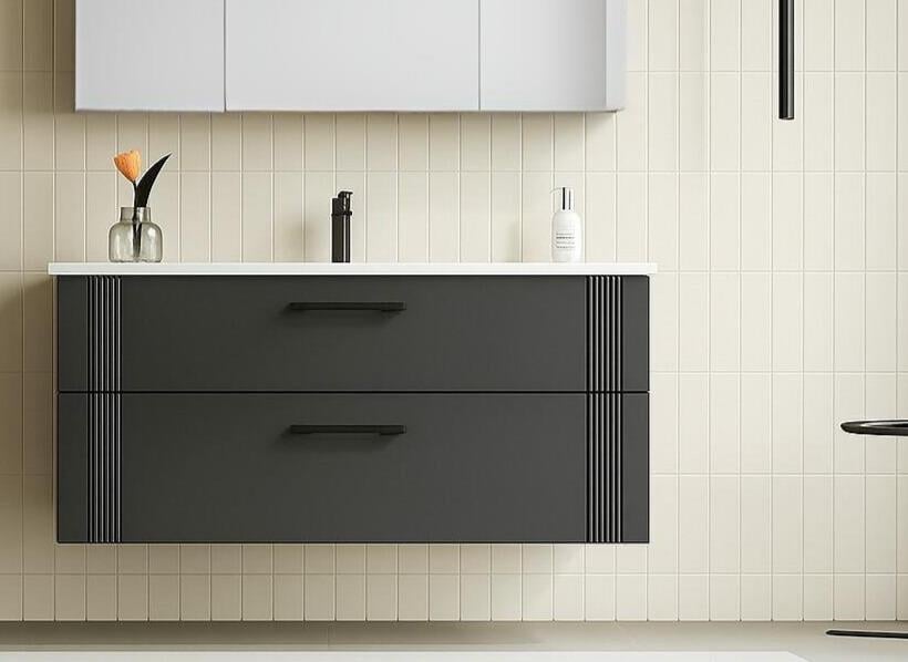 Orka Bari 100 cm Antrasit Banyo Dolabı Alt Modül ve Lavabo