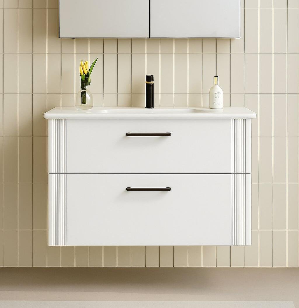 Orka Bari 85 cm Beyaz Banyo Dolabı Alt Modül ve Lavabo