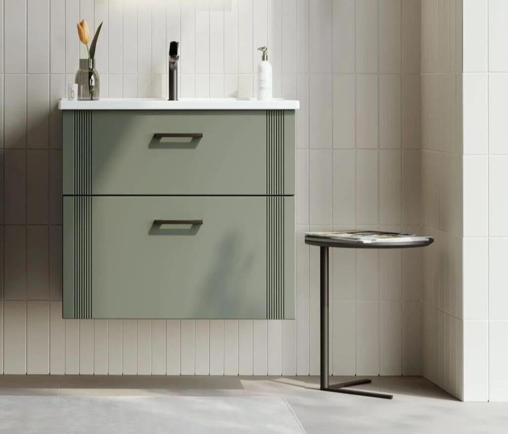Orka Bari 65 cm Mat Yeşil Banyo Dolabı Alt Modül ve Lavabo
