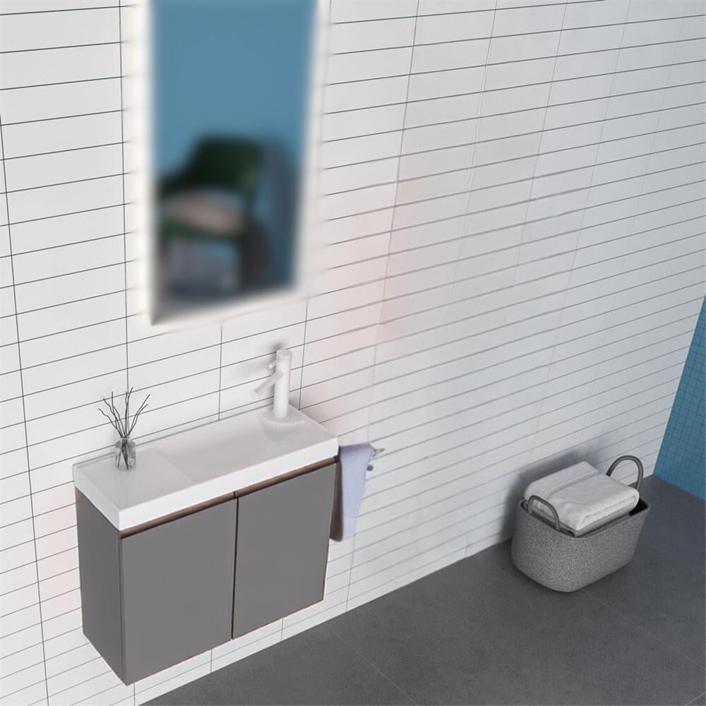 Orka Ferla 60 cm Gri Banyo Dolabı Alt Modül ve Lavabo
