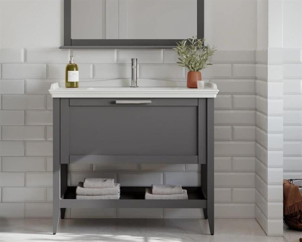 Orka Bastle 80 cm Gri Banyo Dolabı Alt Modül ve Lavabo