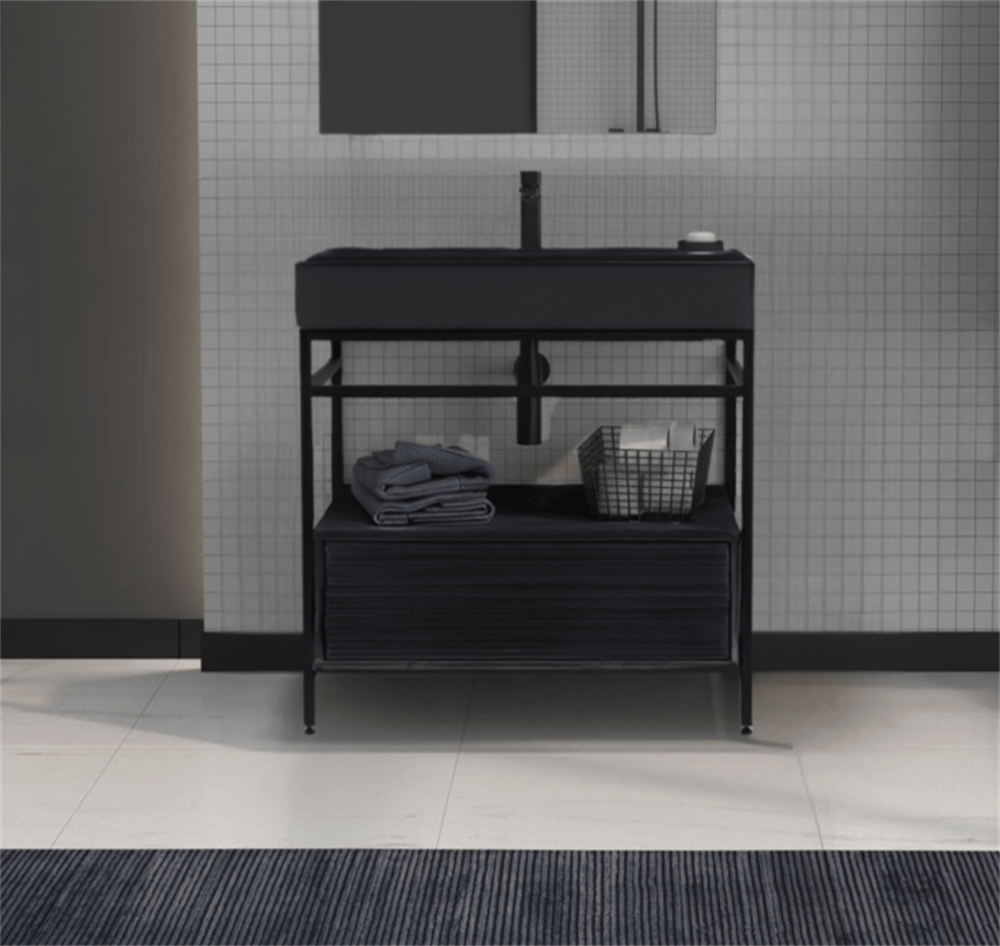 Orka Vegas 60 cm Antrasit Banyo Dolabı Alt Modül ve Lavabo