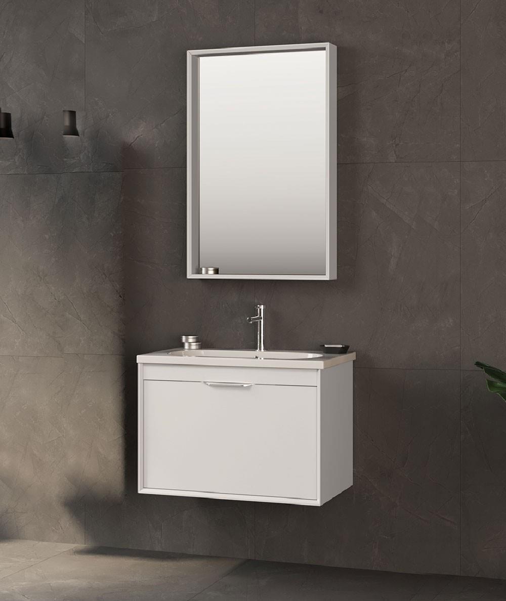Orka Clay 65 cm Beyaz Banyo Dolabı Takımı