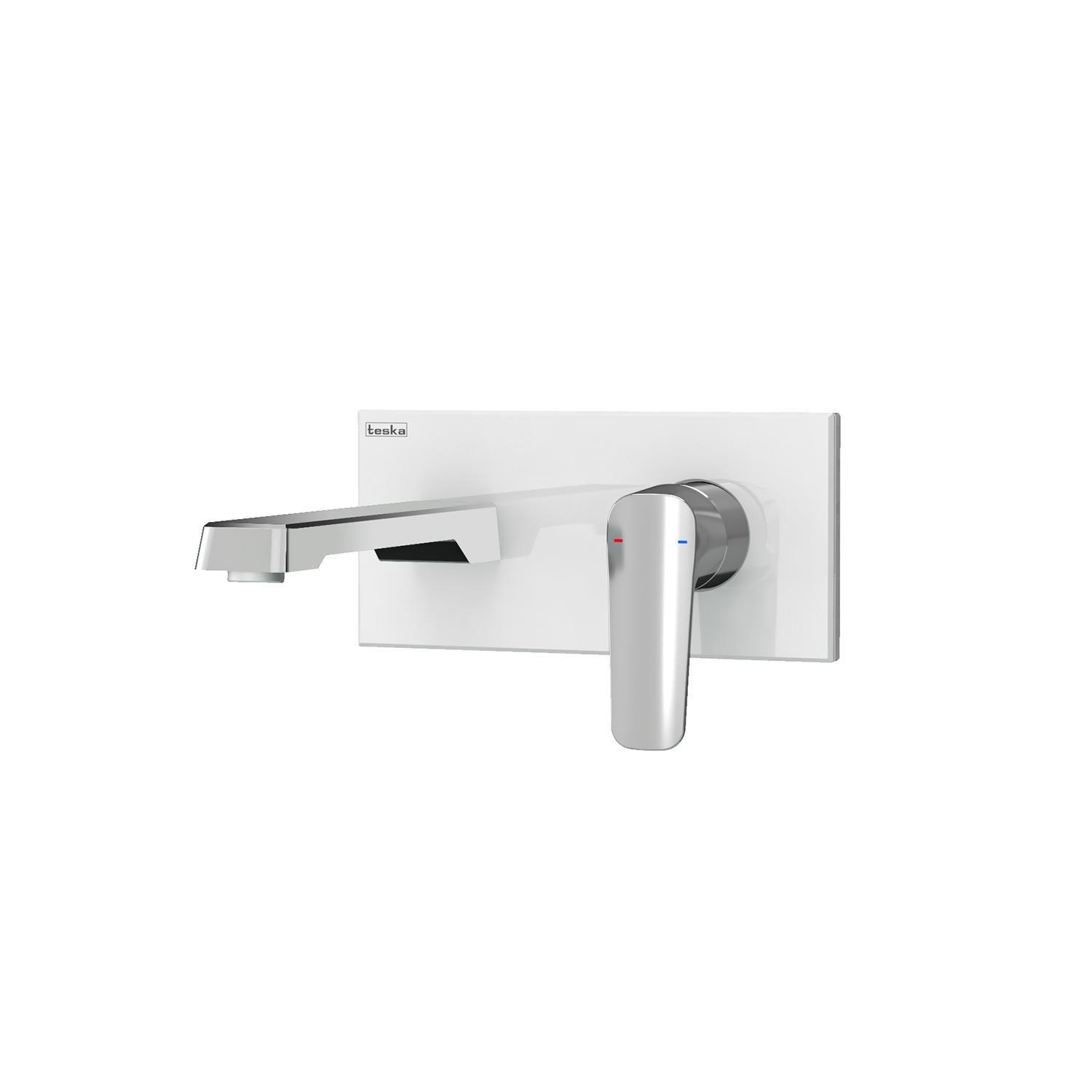 E 5100W Quasar Ankastre  Lavabo Bataryası-Beyaz CamlıTeskaE5100WLavabo Dolabı