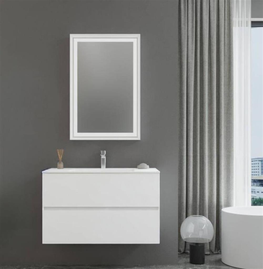 Orka Nest 90 cm Mat Beyaz  Banyo Dolabı Takımı