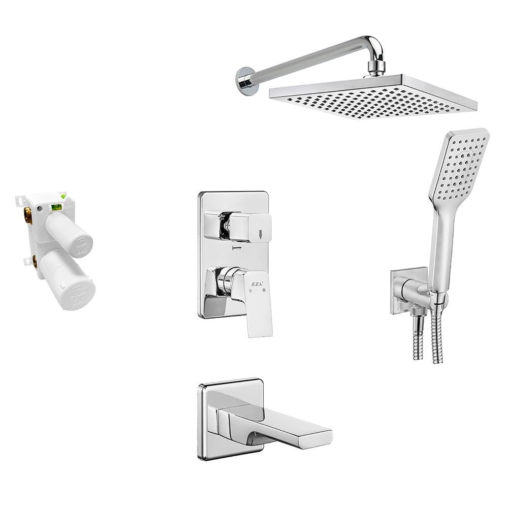ECA Tiera 3 Yollu Ankastre Banyo Bataryası, Kare Tepe ve El Duşu, Çıkış Ucu Seti, Krom, 102199770Eca102199770Ankastre Duş Setleri